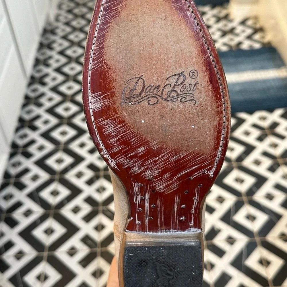 Dan Post Cream and Brown Ankle Boots - Picture 2 of 2